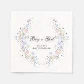 ピンクとブルーのワイルドフラワーボーイまたはガールジェンダーのリビール スタンダードカクテルナプキン (正面)