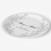 ピンクとブルーのワイルドフラワーボーイまたはガールジェンダーのリビール ペーパープレート (アングル)