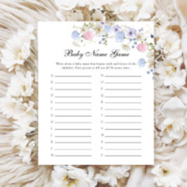 ピンクとブルーのワイルドフラワー性別発表ベビー名前ゲーム