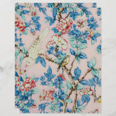 ピンクとブルーのヴィンテージの鳥の折り紙紙 (正面/裏面)