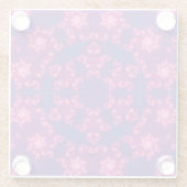 ピンクとブルーの万華鏡のように千変万化するパターングラデーションスノーフレーク ガラスコースター (裏面)