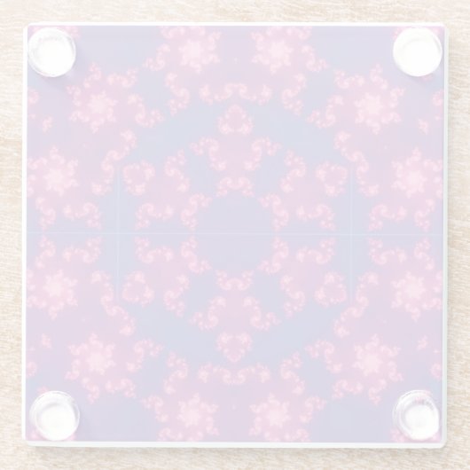ピンクとブルーの万華鏡のように千変万化するパターングラデーションスノーフレーク ガラスコースター (裏面)