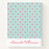 ピンクとブルーの主水玉模様に喜ぶ ノートブック (裏面)