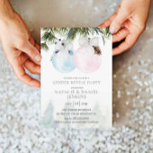 ピンクとブルーの冬のベビーシャワー招待状 招待状