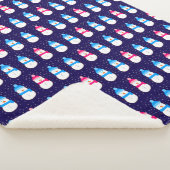 ピンクとブルーの冬の雪だるま シェルパブランケット (3/4)