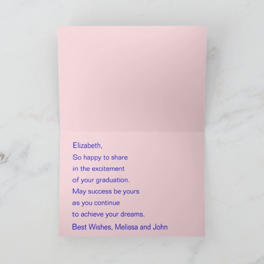 ピンクとブルーの卒業式おめでとうございます カード (内部)