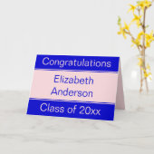 ピンクとブルーの卒業式おめでとうございます カード (黄色い花)