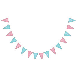 ピンクとブルーの双子の男の子と女の子の誕生日パーティー バンティングフラッグ