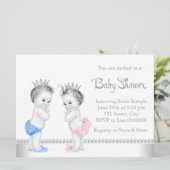 ピンクとブルーの双子の赤ちゃんシャワー 招待状 (スタンド正面)