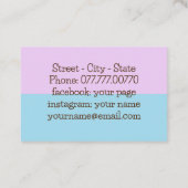 ピンクとブルーの可愛いベビーゾウ – ベビーシッター 名刺 (裏面)