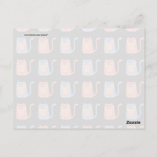 ピンクとブルーの可愛い太った猫たちの猫好き ポストカード (裏面)