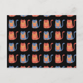 ピンクとブルーの可愛い太った猫たちの猫好き ポストカード (正面)