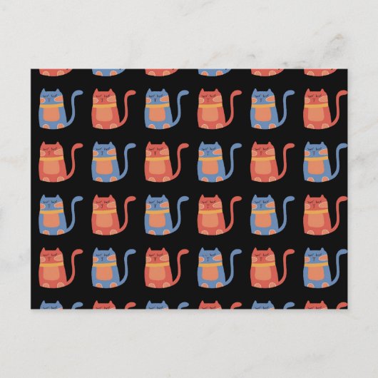 ピンクとブルーの可愛い太った猫たちの猫好き ポストカード (正面)