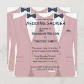 ピンクとブルーの同性婚シャワー招待状 招待状 (正面/裏面)