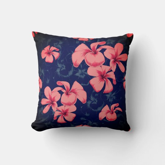 ピンクとブルーの図解入りの、写真付きの花柄の枕 クッション (正面)