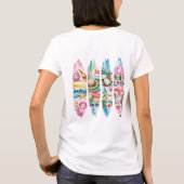 ピンクとブルーの夏のテーマの筆跡シーン Tシャツ (裏面)