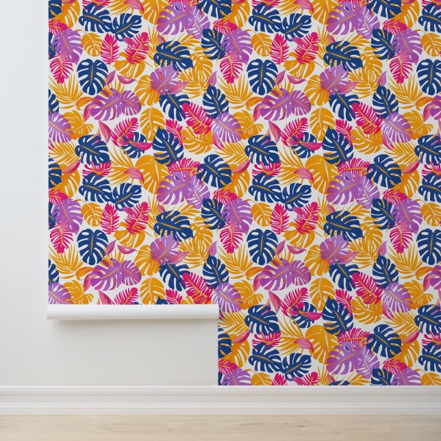 ピンクとブルーの夏の熱帯モンステラ 壁紙 (アプリケーション)