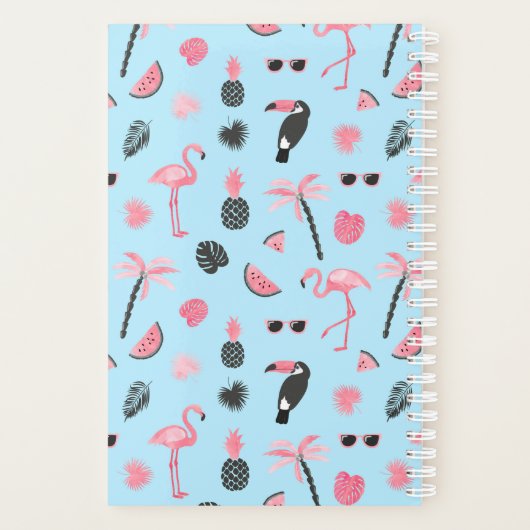 ピンクとブルーの夏の熱帯模様 プランナー手帳 (裏面)