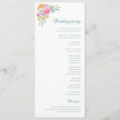 ピンクとブルーの夏の花をモチーフにした、鮮やかなブライダル ウェディングのプログラムカード プログラム (裏面)