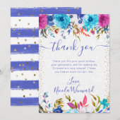 ピンクとブルーの夏の花キンセアニェラ サンキューカード (正面/裏面)