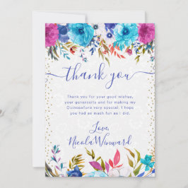 ピンクとブルーの夏の花キンセアニェラ サンキューカード