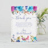ピンクとブルーの夏の花誕生日 サンキューカード (スタンド正面)