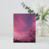 ピンクとブルーの夕日・朝日 空・空の写真 ポストカード (スタンド正面)