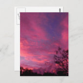 ピンクとブルーの夕日・朝日 空・空の写真 ポストカード (正面/裏面)