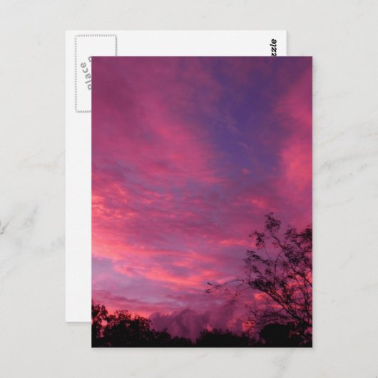 ピンクとブルーの夕日・朝日 空・空の写真 ポストカード (正面/裏面)