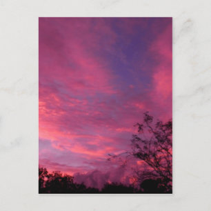 ピンクとブルーの夕日・朝日 空・空の写真 ポストカード