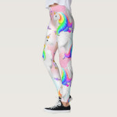ピンクとブルーの大きなレインボープリンセスユニコーン レギンス (左)