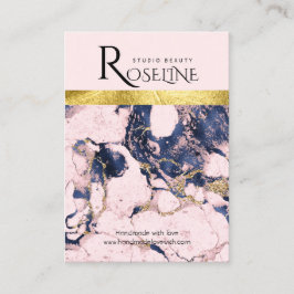 ピンクとブルーの大理石の宝石飾り 名刺