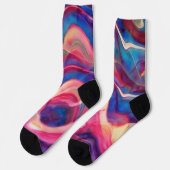 ピンクとブルーの大理石アートソックス ソックス (左)