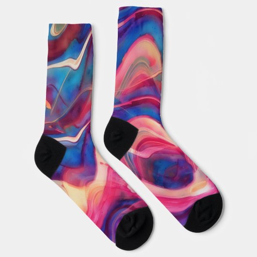 ピンクとブルーの大理石アートソックス ソックス (右)