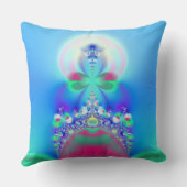 ピンクとブルーの妖精の王冠フラクタルアート クッション (裏面)
