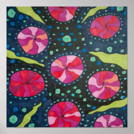 ピンクとブルーの宇宙ポップ ポスター