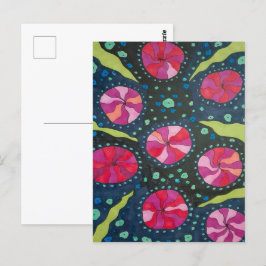 ピンクとブルーの宇宙ポップ ポストカード