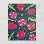 ピンクとブルーの宇宙ポップ ポストカード (正面)