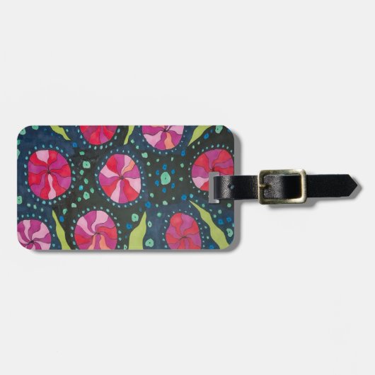 ピンクとブルーの宇宙ポップ ラゲッジタグ (正面横)