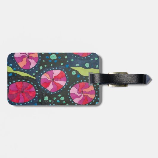 ピンクとブルーの宇宙ポップ ラゲッジタグ (裏面横)