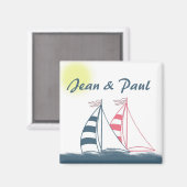 ピンクとブルーの帆船 マグネット (正面/裏面)