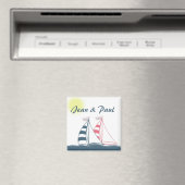 ピンクとブルーの帆船 マグネット (インサイチュ (食洗機))