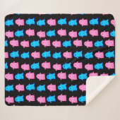 ピンクとブルーの幽霊オンブラック シェルパブランケット (正面(横))