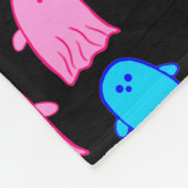 ピンクとブルーの幽霊 フリースブランケット (角)