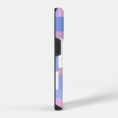 ピンクとブルーの幾何学模様の長方形 iPhoneケース (右側面)