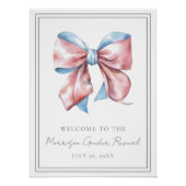 ピンクとブルーの弓のジェンダーが歓迎のサインを明らかにする ポスター (正面)