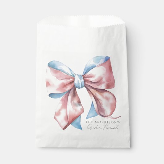 ピンクとブルーの弓のジェンダーの明け フェイバーバッグ (正面)