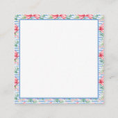 ピンクとブルーの弓の花とストライプ花モノグラム エンクロージャーカード (裏面)