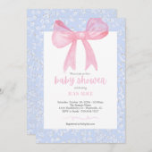 ピンクとブルーの弓の赤ちゃんシャワーの招待状 招待状 (正面/裏面)