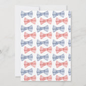 ピンクとブルーの弓ジェンダーの表示パーティー 招待状 (裏面)